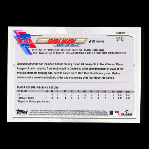 Adonis Medina RC Topps 2021 Rookie Phillies