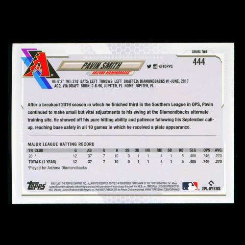 Pavin Smith RC Topps 2021 Rookie Diamondbacks