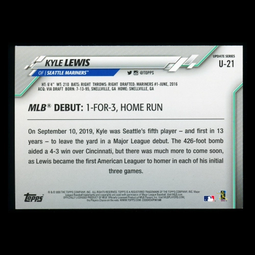 Kyle Lewis RC 2020 Topps Rookie Mariners