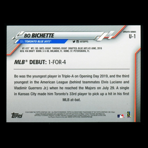 Bo Bichette RC 2020 Topps Rookie Blue Jays