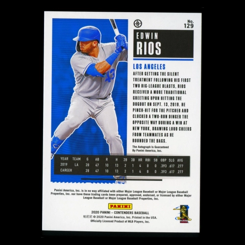 Edwin Rios RC 2020 Contenders Draft Ticket Blue Rookie Auto Dodgers 23/99
