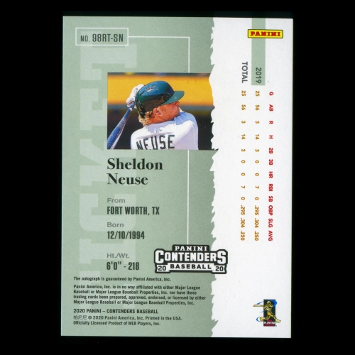 Sheldon Neuse RC 2020 Contenders Draft Ticket Blue Rookie Auto Athletics 66/99