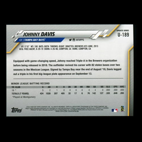 Johnny Davis RC 2020 Topps Rookie Rays