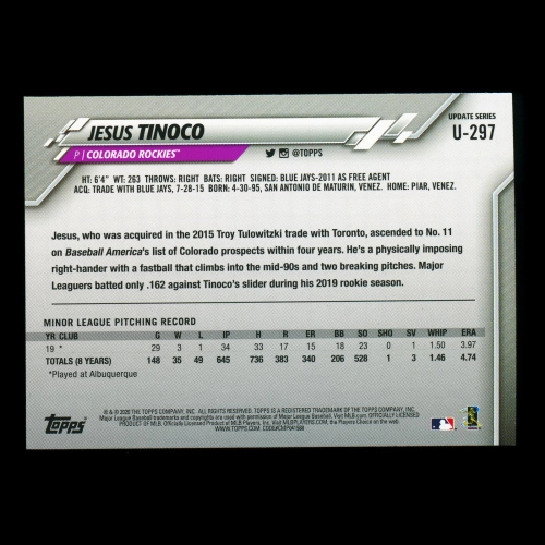 Jesus Tinoco RC 2020 Topps Rookie Rockies