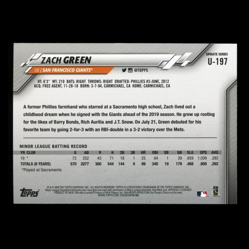 Zach Green RC 2020 Topps Rookie Giants