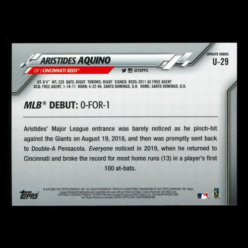 Aristides Aquino RC 2020 Topps Rookie Reds