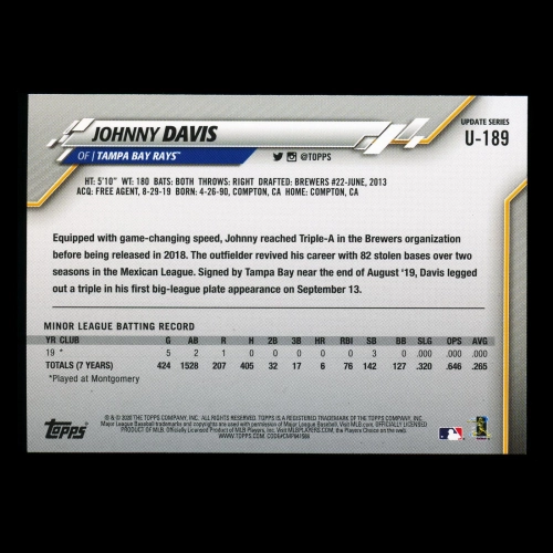 Johnny Davis RC 2020 Topps Rookie Rays