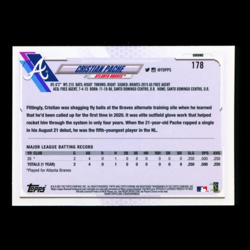 Cristian Pache RC 2021 Topps Chrome Rookie Braves