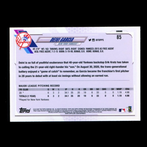 Deivi Garcia RC 2021 Topps Chrome Rookie Yankees