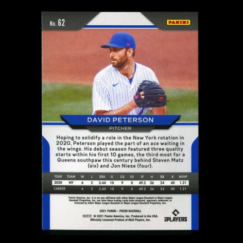David Peterson RC 2021 Prizm Rookie Mets