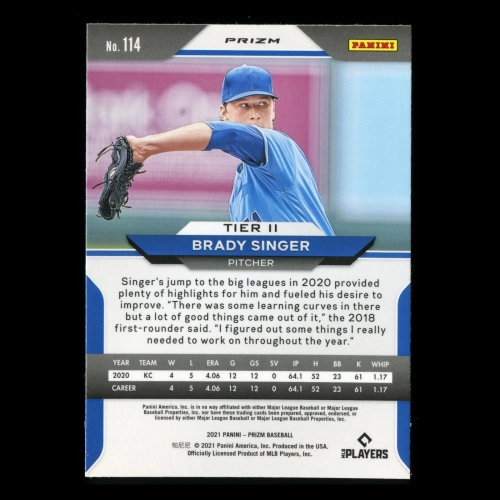 Brady Singer RC 2021 Prizm Blue Rookie Royals