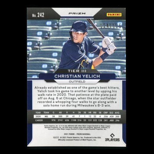 Christian Yelich 2021 Prizm Lime Green Brewers 124/125