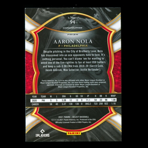 Aaron Nola 2021 Select Tri-Color Phillies
