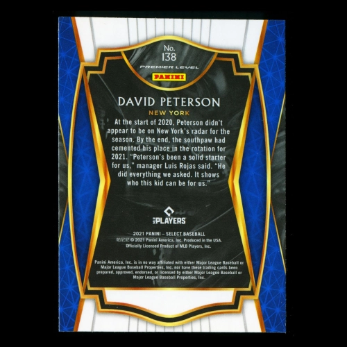 David Peterson RC 2021 Select Rookie Mets