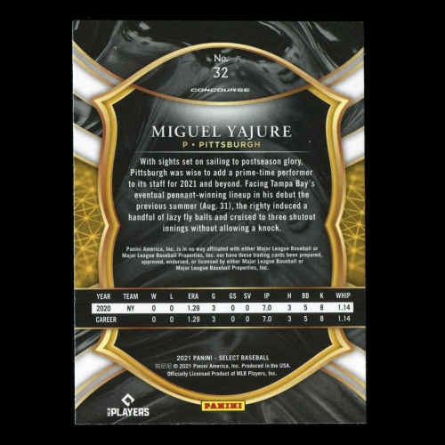 Miguel Yajure RC 2021 Select Rookie Pirates