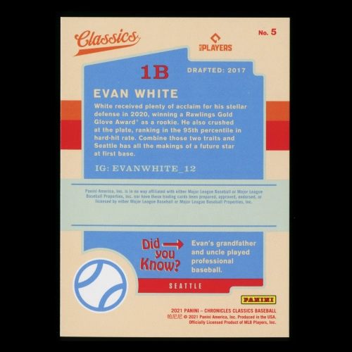 Evan White RC 2021 Classics Rookie Mariners 009/100