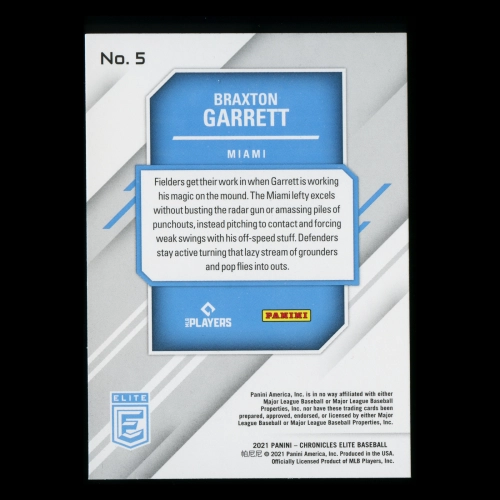 Braxton Garrett RC 2021 Elite Rookie Marlins