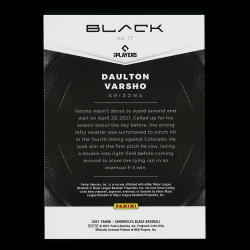 Daulton Varsho RC 2021 Black Rookie Diamondbacks