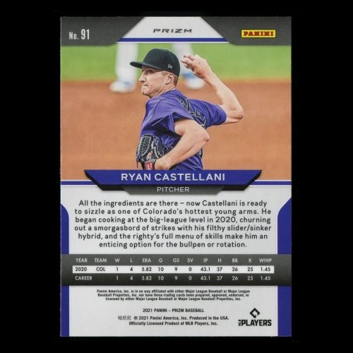 Ryan Castellani RC 2021 Prizm Purple Rookie Rockies