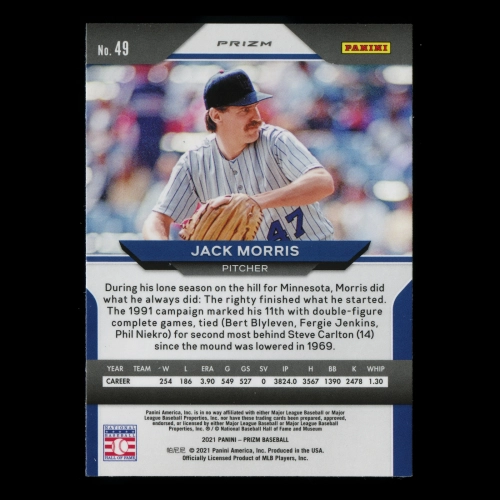 Jack Morris 2021 Prizm Purple Twins