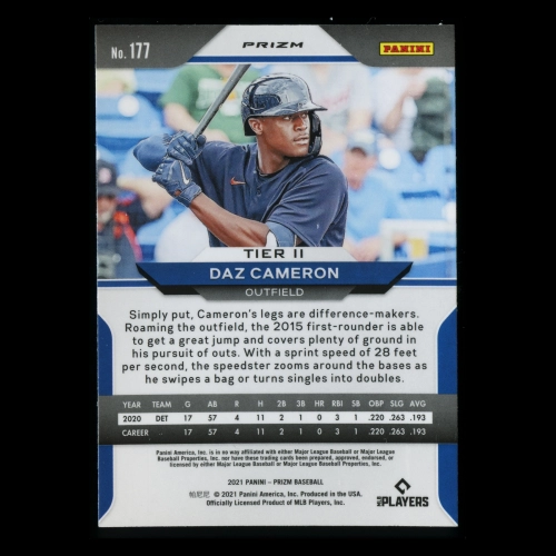 Daz Cameron RC 2021 Prizm Purple Rookie Tigers