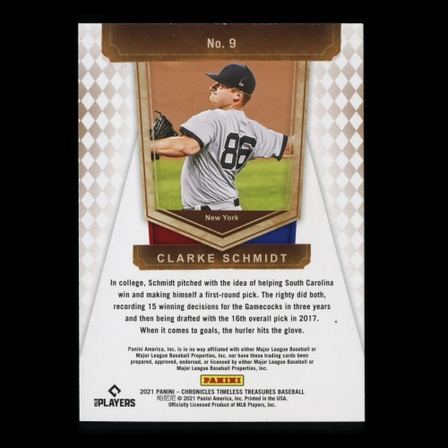 Clarke Schmidt RC 2021 Timeless Treasures Rookie Yankees