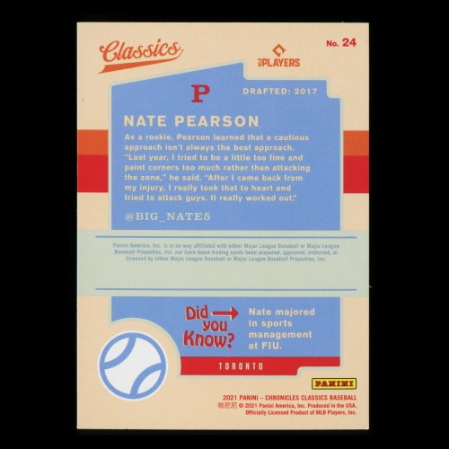 Nate Pearson RC 2021 Classics Rookie Blue Jays