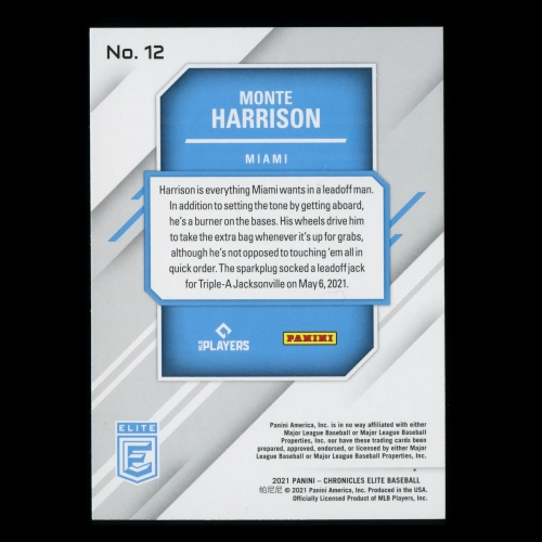 Monte Harrison RC 2021 Elite Rookie Marlins