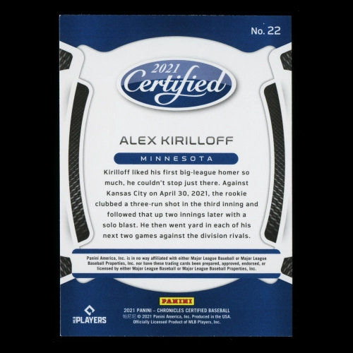 Alex Kirilloff RC 2021 Certified Rookie Twins