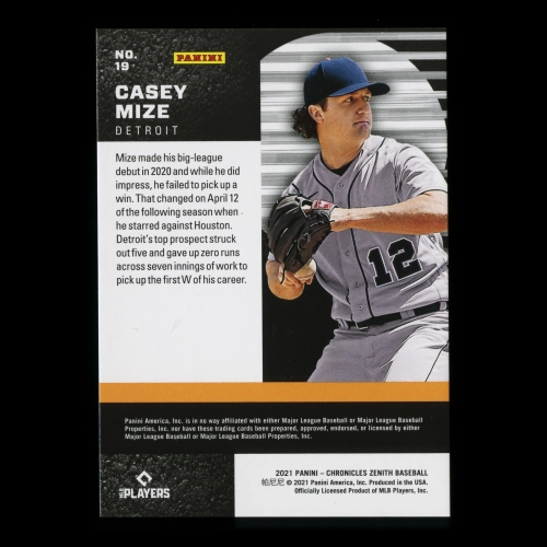 Casey Mize RC 2021 Zenith Rookie Tigers