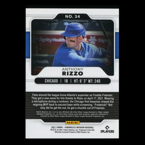 Anthony Rizzo 2021 Obsidian Etch Red Cubs 25/25