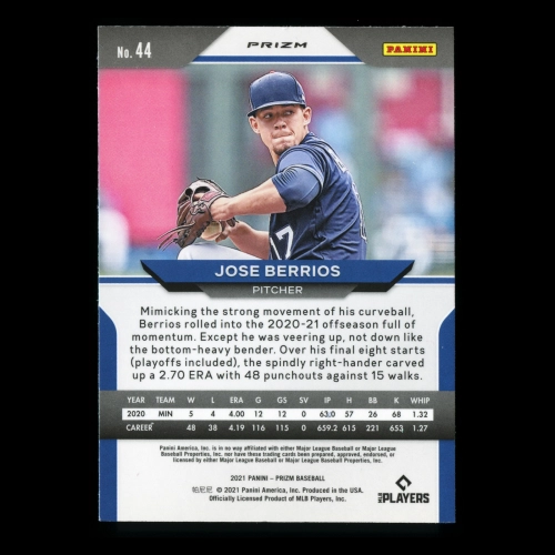 Jose Berrios 2021 Prizm Red White & Blue Red Rangers