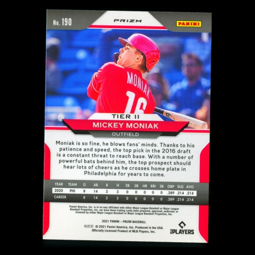 Mickey Moniak RC 2021 Prizm Red White & Blue Rookie Phillies