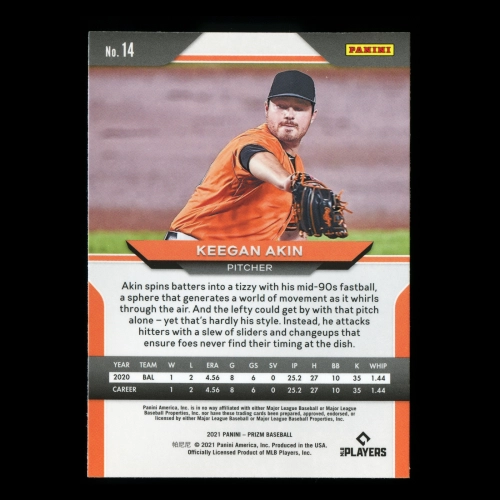 Keegan Akin RC 2021 Prizm Rookie Orioles