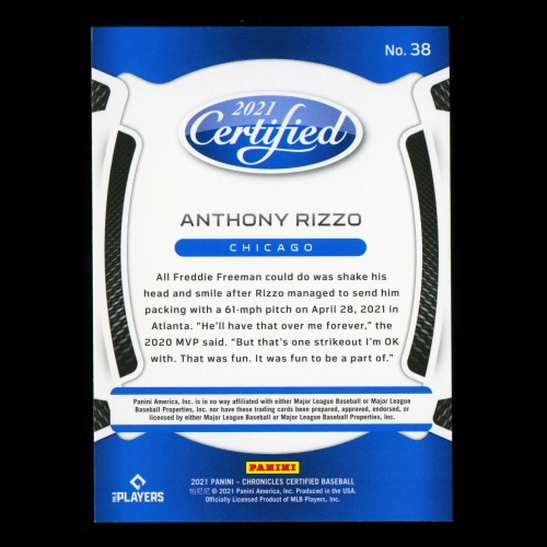 Anthony Rizzo 2021 Certified Cubs