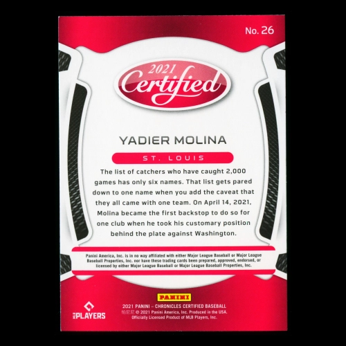 Yadier Molina 2021 Certified Cardinals