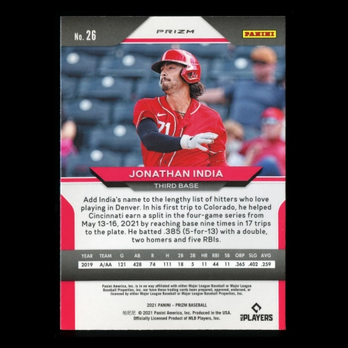 Jonathan India RC 2021 Prizm Blue Rookie Reds