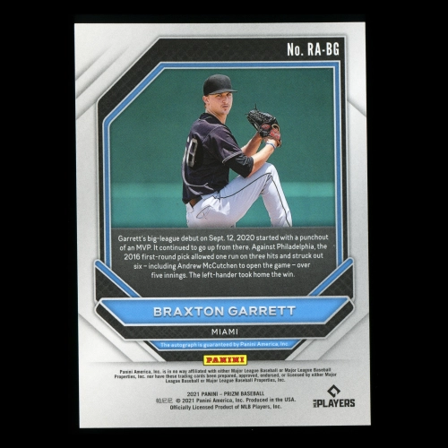 Braxton Garrett RC 2021 Prizm Rookie Autographs Marlins