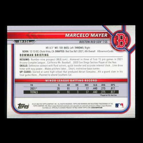 Marcelo Mayer 2022 Bowman Prospects Red Sox