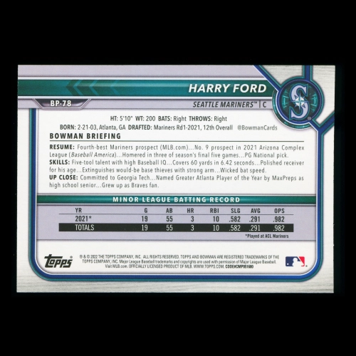 Harry Ford 2022 Bowman Prospects Mariners