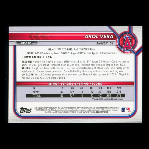 Arol Vera 2022 Bowman Prospects Angels