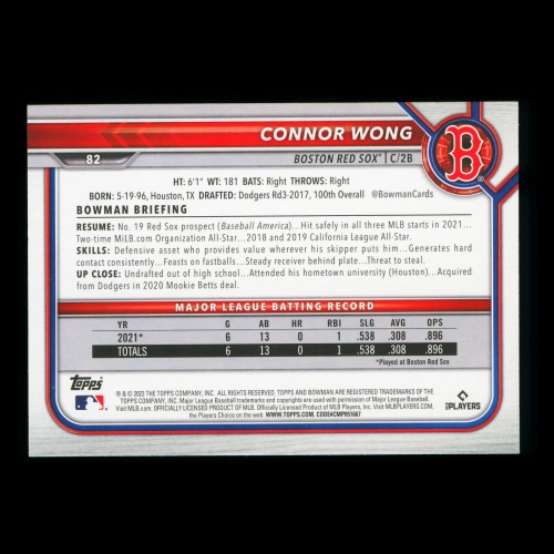 Connor Wong RC 2022 Bowman Rookie Red Sox
