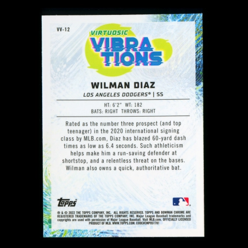  Wilman Diaz 2022 Bowman Chrome Virtuosic Vibrations Dodgers