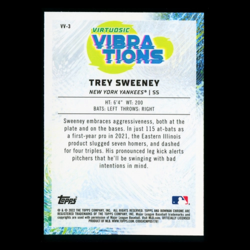 Trey Sweeney 2022 Bowman Chrome Virtuosic Vibrations Yankees