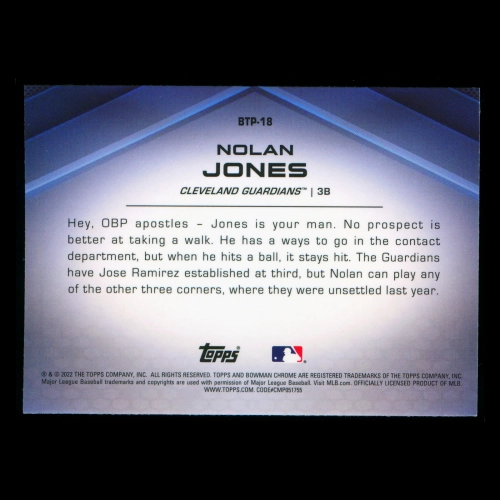  Nolan Jones 2022 Bowman Chrome Scouts Top 100 Guardians
