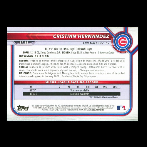 Cristian Hernandez 2022 Bowman Prospects Cubs
