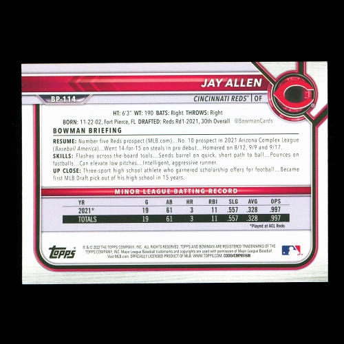 Jay Allen 2022 Bowman Prospects Reds