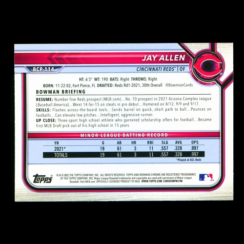 Jay Allen 2022 Bowman Chrome Prospects Reds