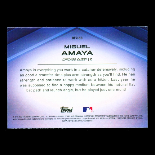 Miguel Amaya 2022 Bowman Chrome Scouts Top 100 Cubs