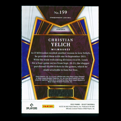 Christian Yelich 2022 Select Holo Brewers